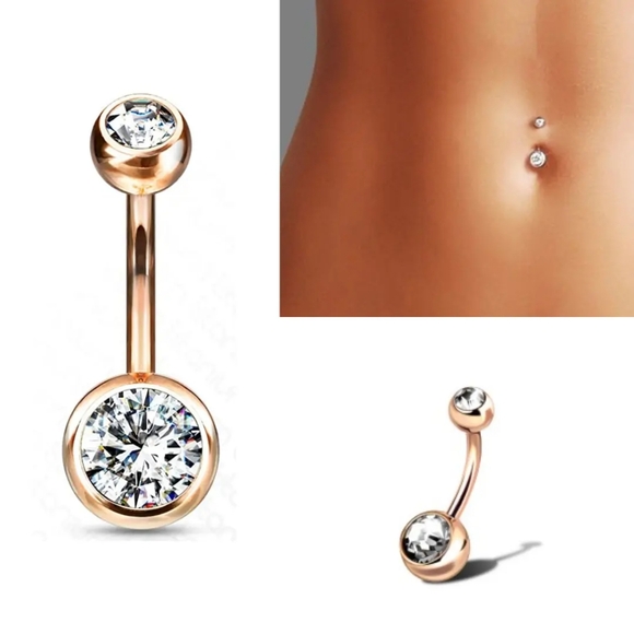 Ring belly CZ WhiteTitanium Belly Ring - Picture 1 of 7